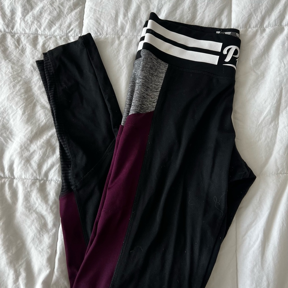Victoria's Secret Black and Burgundy Womens Leggings